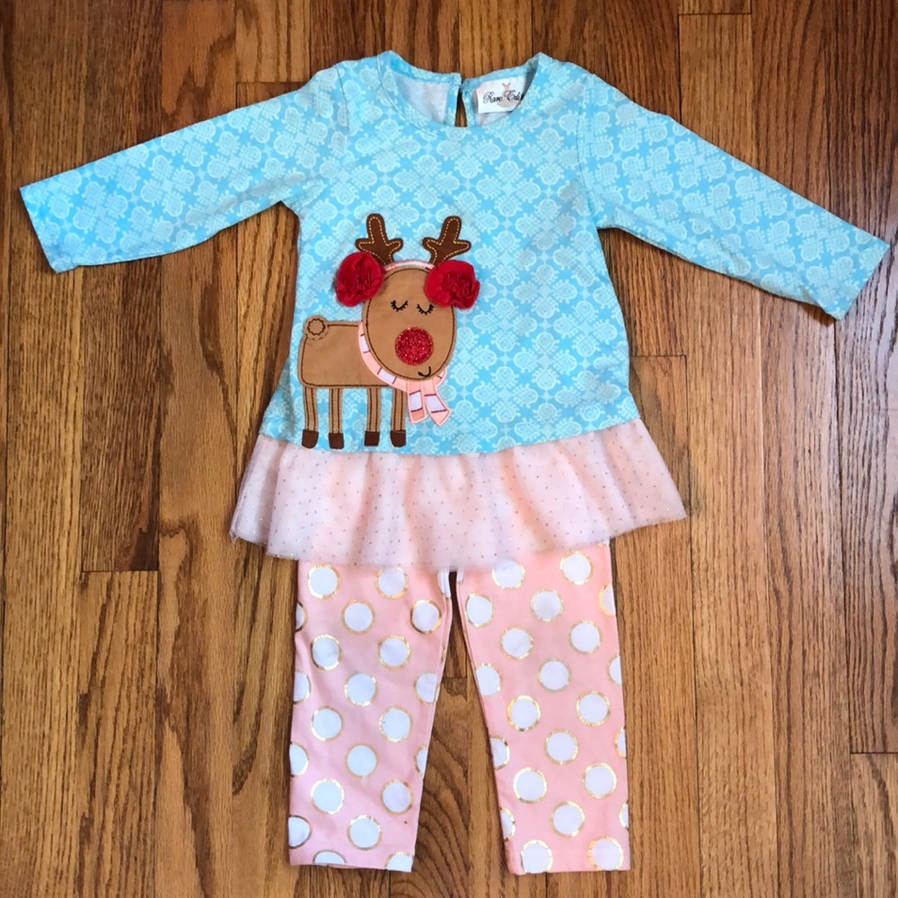 🌷Toddler girl reindeer leggings outfit